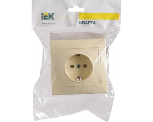 Розетка IEK Кварта РС10-3 1-м сп 16а ip20 с заземл. крем. [ERK14-K33-16-DM]