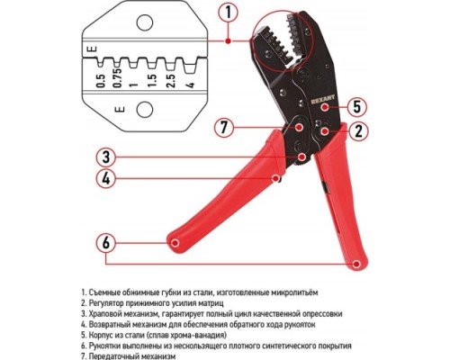 Пресс-клещи REXANT HT-301E для обжима штыревых наконечников [12-3013]