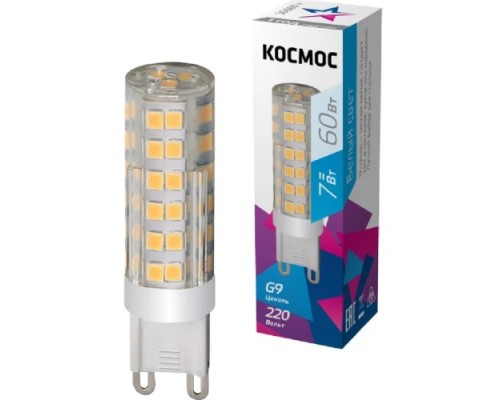 Лампа светодиодная КОСМОС LED 7Вт G9 220В 4500K керамика + пластик [LksmLED7WG9C4500pc]