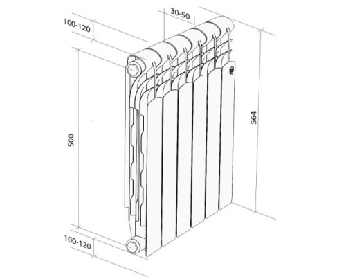 Радиатор ROYAL THERMO Revolution Bimetall 500 2.0 – 10 секц. RTRB250010, НС-1295106 [НС-1295106]