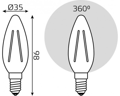 Лампа светодиодная GAUSS Свеча filament 11w 830lm 4100к е14 led [103801211]