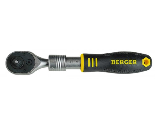 Трещотка BERGER BG2183 телескопическая 1/4" 150-200 мм, 72 зубца