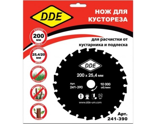 Диск кустореза DDE WOOD CUT (200x25,4/20 мм; 26 зубьев) [241-390]