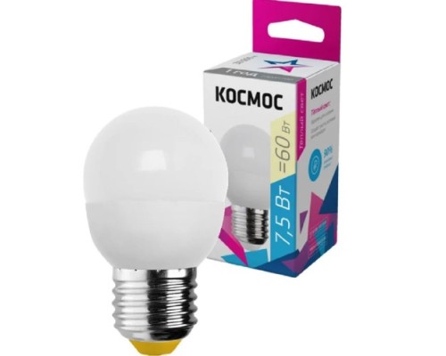 Лампа светодиодная КОСМОС GL45 7.5W 220V E27 3000K [LkecLED7.5wGL45E2730]