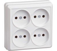 Розетка IEK Октава 10А 4-м оп ip20 без заземл. бел. ERO40-K01-10-DC