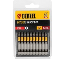 Набор бит DENZEL PH1х50 сталь s2, круглый профиль, 10 шт. 11648