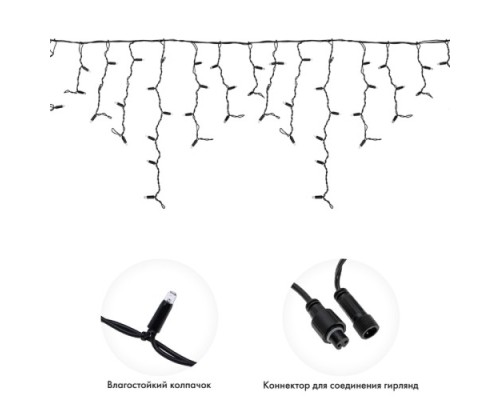 Гирлянда Neon-Night 255-235 БАХРОМА (Айсикл), 4,0х0,6м, 128 LED БЕЛЫЙ, 3,3мм