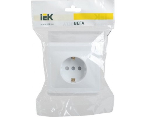Розетка IEK Вега РСш10-3 1-м сп с заземл. контактом и защ. штор 16а [ERV14-K01-16-DM]