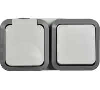 Блок выключатель-розетка IEK TORS ОП + горизонт. 16A IP55 TS242 бел.  TS-G10-6-55-V-K41