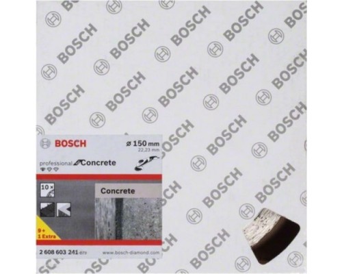 Алмазный диск для резки бетона BOSCH 150-22,23 мм Standard for Concrete, 10 шт в уп. [2608603241]