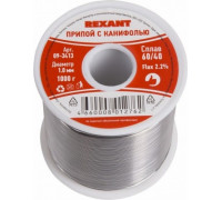 Припой REXANT ПР3413 с канифолью, 1000г, 1мм, (олово 60%, свинец 40%), 09-3413