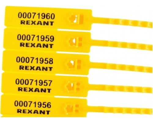 Пломба REXANT 07-6122 пластиковая, номерная, 255мм, зубчатая, желтая