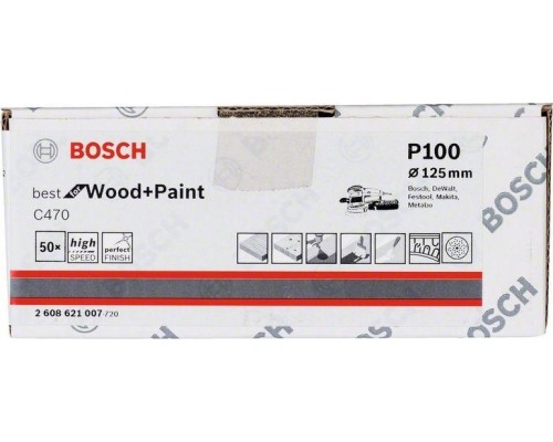 Диск на велюровой основе с отверстиями BOSCH 125 мм K 120 Best for Wood+Paint MULTIHOLE [2608621008]