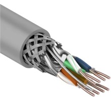 Кабель REXANT S/FTP, CAT 7, PVC 4x2x0,57мм, 23AWG внутренний, серый [01-0542]