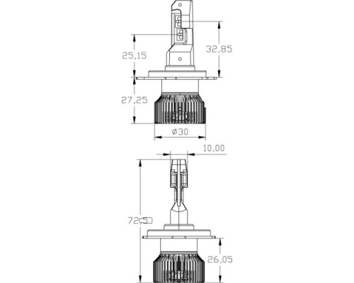 Лампа светодиодная MTF LIGHT серия MaxBeam Mini, H4/H19, 12V, 45W, 4500lm, 6000K, кулер MM04K6