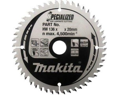 Пильный диск MAKITA 136х 48тх20 ламинат (SPECIALIZED)  B-31186 [B-31186]