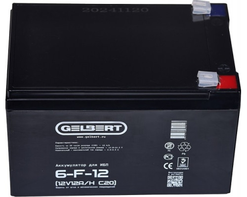 Аккумулятор GELBERT 6-F-12 12V 12Ah для ИБП