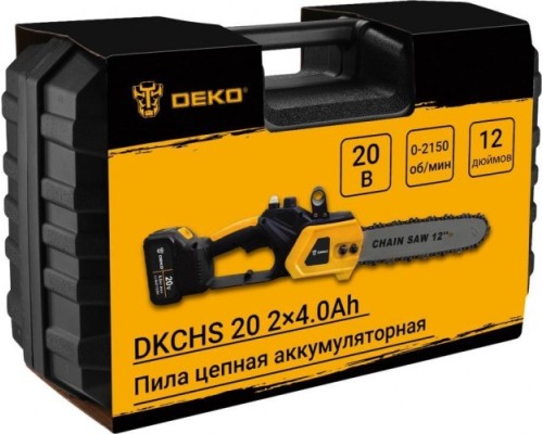 Пила цепная аккумуляторная DEKO DKCHS 20 2x4.0Ah [063-4356]