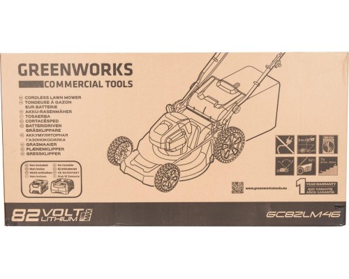 Газонокосилка аккумуляторная GREENWORKS GC82LM46K5 бесщеточная (2502407UB) [2502407UB]