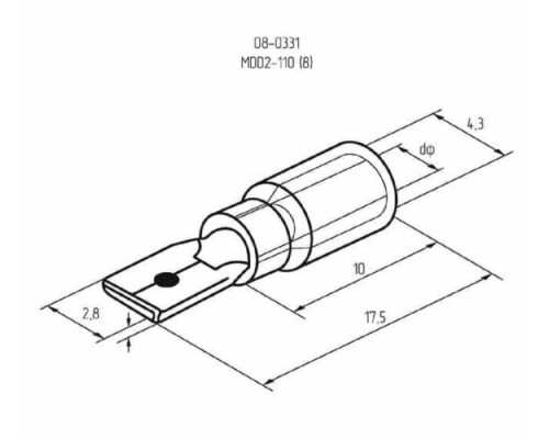 Клемма плоская REXANT 08-0331 ( уп 100 шт ) изолированная РПи-п 2.5-(2.8)/РпИп 2-3-0,8 08-0331