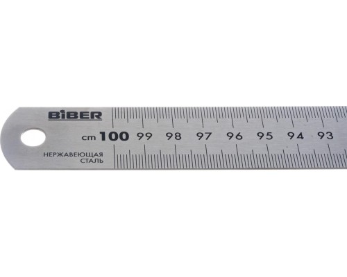 Линейка BIBER 40165 1000мм нерж. сталь, двухсторонняя шкала [тов-172039]