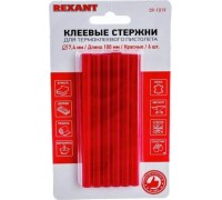 Стержни клеевые REXANT красные 7x100 мм, 6 шт. 09-1019