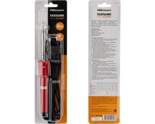 Паяльник PROconnect П0121-4 долговечное жало, серия classic, 30вт, 230в, блист [12-0122-4]