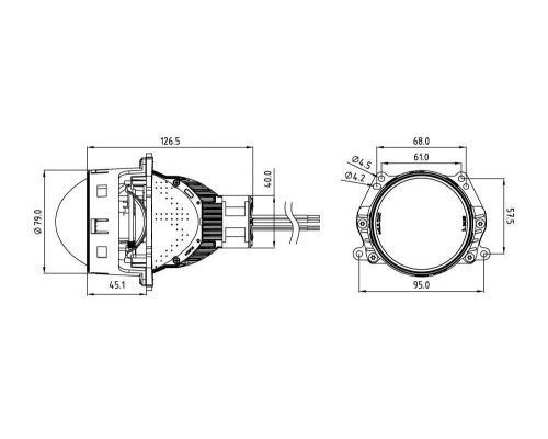 Модули светодиодные MTF LIGHT WideBeam + RED DEVIL EYES, 12В, 53/65Вт, 6000К, 3  дюйма ближнего/даль HL65K60RD