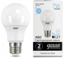 Лампа светодиодная GAUSS A60 elementary a60 7w 560lm 6500k e27 led [23237A]