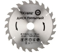 Пильный диск по дереву Kranz KR-92-0120 210х30 мм, 24 зуб.