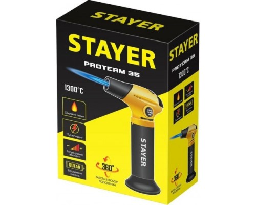 Портативная горелка STAYER ProTerm 35 автономная с пьезоподжигом, 1300°с [55522]