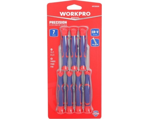 Отвертка с битами WORKPRO WP200509 для точной механики ph+sl набор 7шт