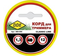 Леска триммерная DDE Classic line (1,3 ммх12 м; круг; желтая) 908-900