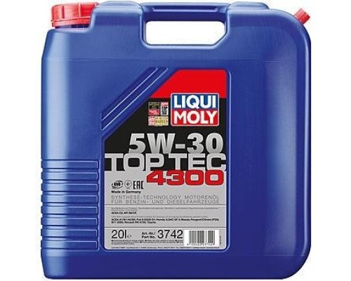 Масло моторное LIQUI-MOLY SAE 5W30 Top Tec 4300 20 л. 3742 синтетическое [3742]