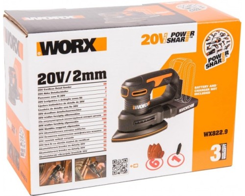Виброшлифмашина дельтавидная аккумуляторная WORX WX822.9 без АКБ и ЗУ [WX822.9]