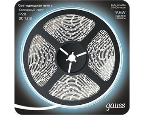 Лента светодиодная GAUSS LED 2835/120-smd 9.6w 12v dc холодный белый (блистер 5 [312000310]