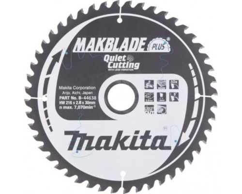 Пильный диск по дереву MAKITA 216x30x1.6x80T для makblade plus [B-44638]