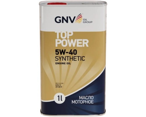 Масло моторное GNV Top Power 5W40 Synthetic ACEA C3, MB 229.51/229.5 1 л (металл. канистра) GTP1011872019510540001