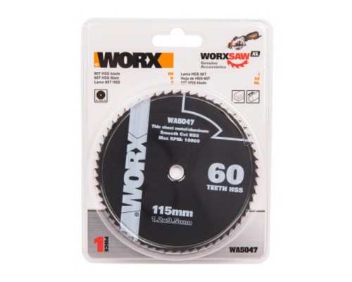 Пильный диск по металлу Worx WA5047 60T HSS 115х1,2х9,5 мм [WA5047]