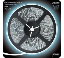 Лента светодиодная GAUSS LED 5050/60-smd 14.4w 12v dc холодный белый ip66 (блис [311000314]