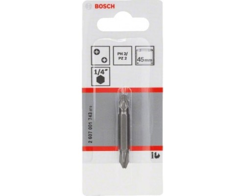 Бита для заворачивания BOSCH Extra Hard двусторонняя 45 мм PH2/PZ2 [2607001743]