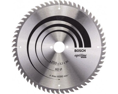 Пильный диск по дереву BOSCH Standard 250Х30 60 OPTILINE WOOD [2608640729]