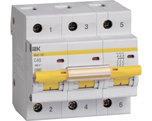 Автоматический выключатель IEK ВА47-100 модульный 3п c 40А 10кА [MVA40-3-040-C]