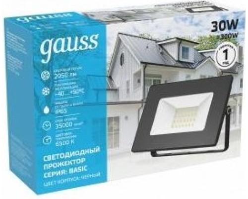 Прожектор GAUSS Elementary 30w 2700lm 6500к 200-240v ip65 черный led [613100330]