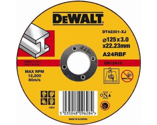 Отрезной круг по металлу DeWALT 125х2.8x22.2 мм A24RBF DT42310Z-QZ [DT42310Z-QZ]