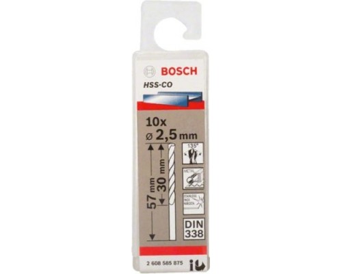 Сверло по металлу BOSCH HSS-CO 2.5 мм 10шт [2608585875]