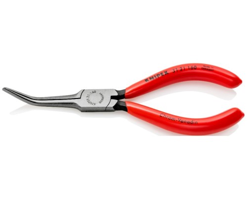 Длинногубцы KNIPEX KN-3121160SB острые, плоские гладкие губки 55 мм 45°, длина 160