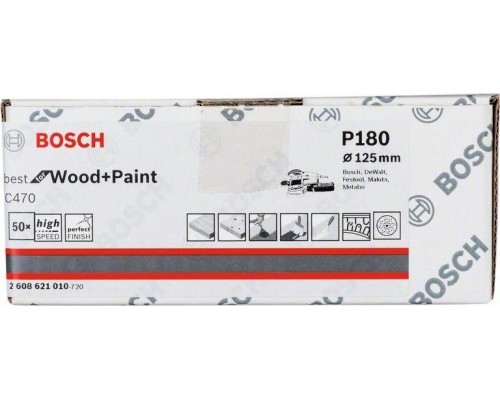 Диск на велюровой основе с отверстиями BOSCH 125 мм K 180 Best for Wood+Paint MULTIHOLE [2608621010]