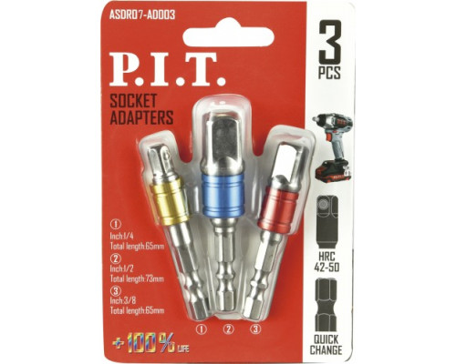 Набор адаптеров для торцевых головок P.I.T. ASDR07-AD003, 65/65/73 мм, 3 шт.
