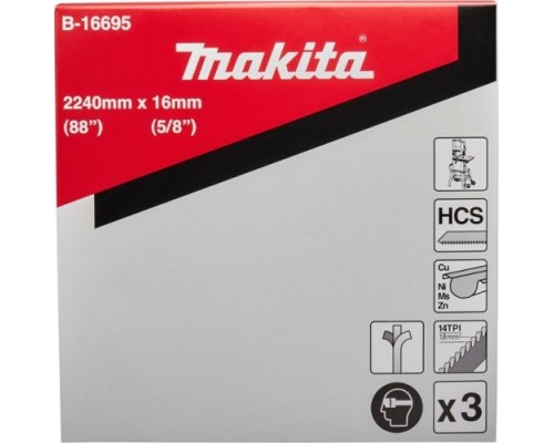 Пила кольцевая по металлу MAKITA B-16695 2240х0,5х16х14tpi (для цвет. мет) 3 шт.